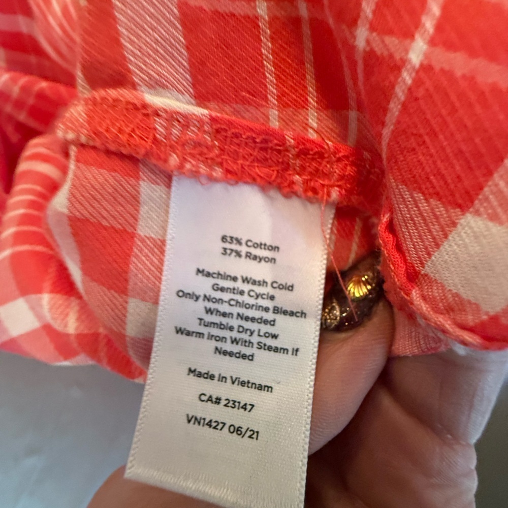 NWOT Talbots Women's Band Collar Red Plaid Tunic Blouse Size XS MSRP $79 - Picture 6 of 9